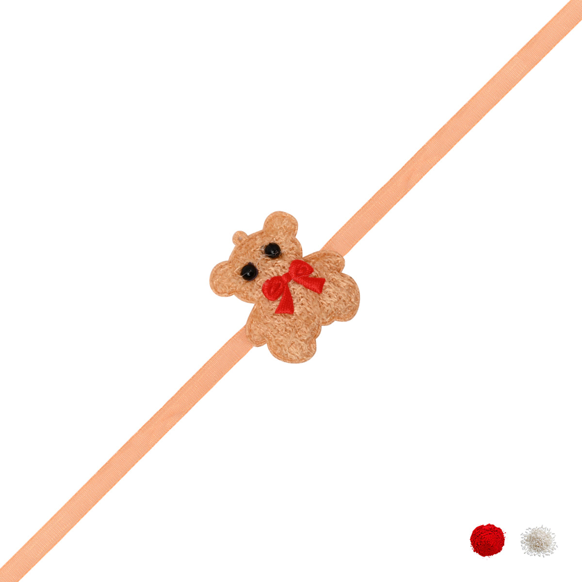 Teddy Bear Orange Rakhi with Roli Chawal & Rakshabhandan Card