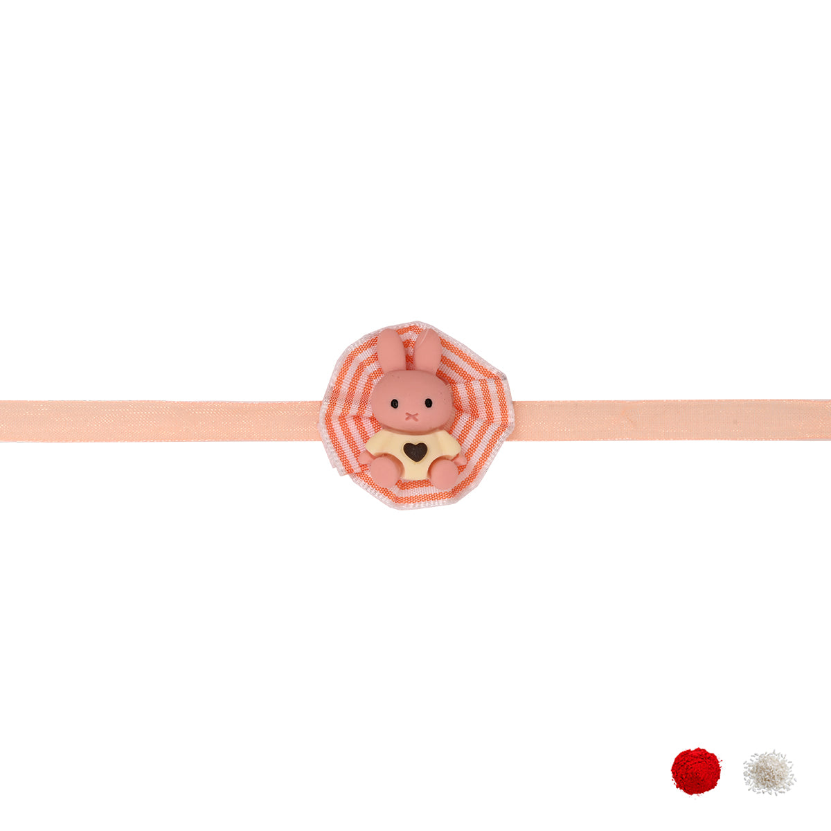 Cute Bunny Rakhi With Roli Chawal & Rakshabandhan Card