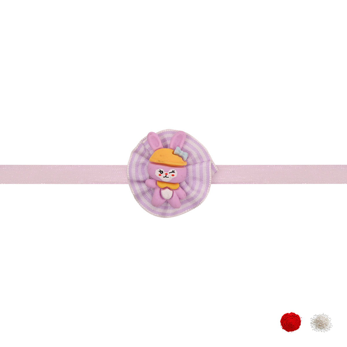 Organza Teddy Flower Rakhi with Roli Chawal & Rakshabhandan Card