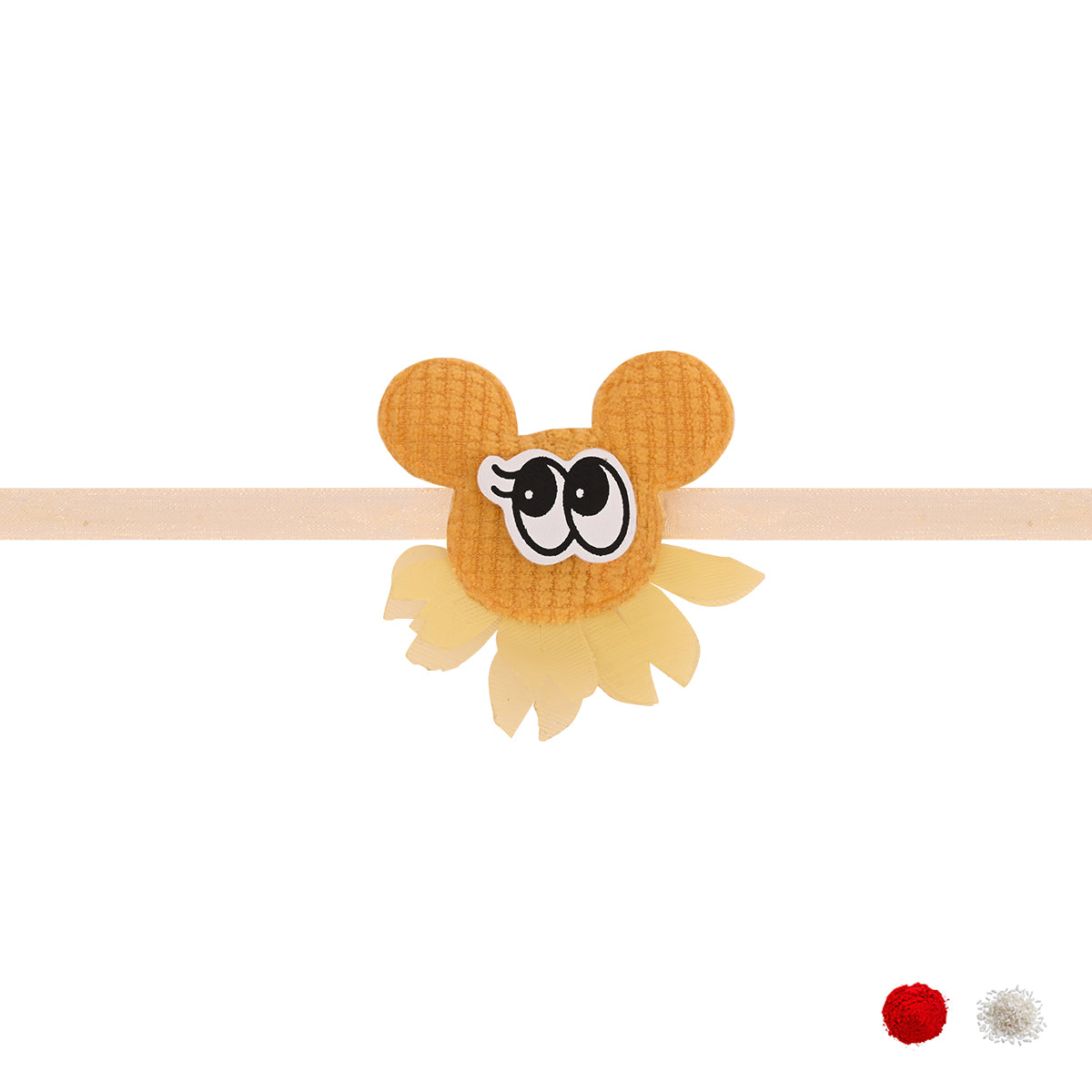 Minnie Mouse Rakhi with Roli Chawal & Rakshabandhan Card
