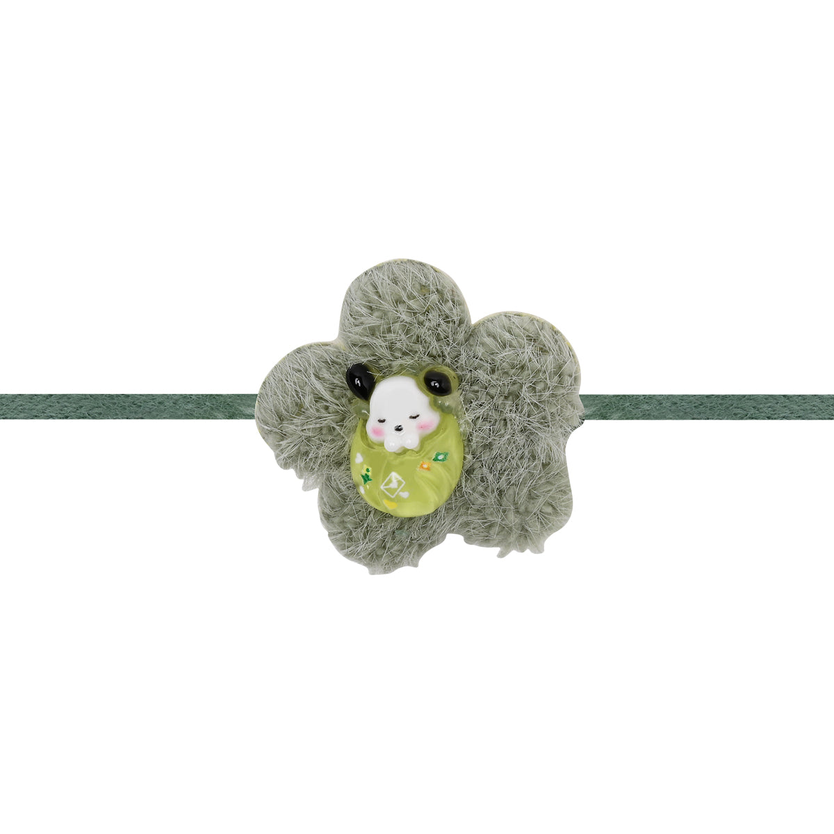 Panda Soft Green Flower Base Rakhi With Roli Chawal & Rakshabandhan Card