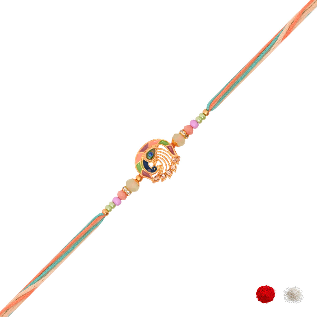 Elegant Bhaiya Bhabhi Lumba Pearl & Rakhi With Roli Chawal & Card