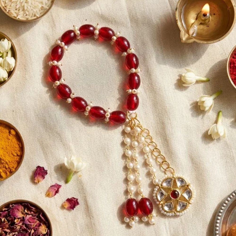 Wine Pearl Beaded Hanging Bracelet