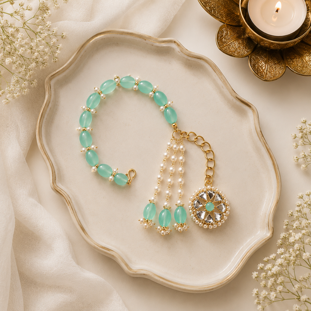 Mint Pearl Beaded Hanging Bracelet
