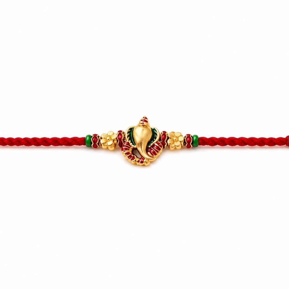 Ganpati Bappa Enamel Rakhi with Roli Chawal & Rakshabandhan Card