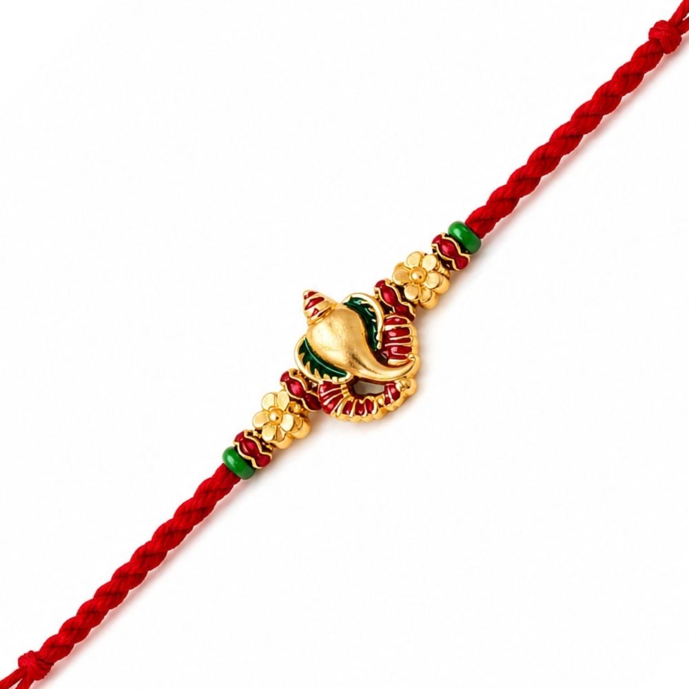 Ganpati Bappa Enamel Rakhi with Roli Chawal & Rakshabandhan Card