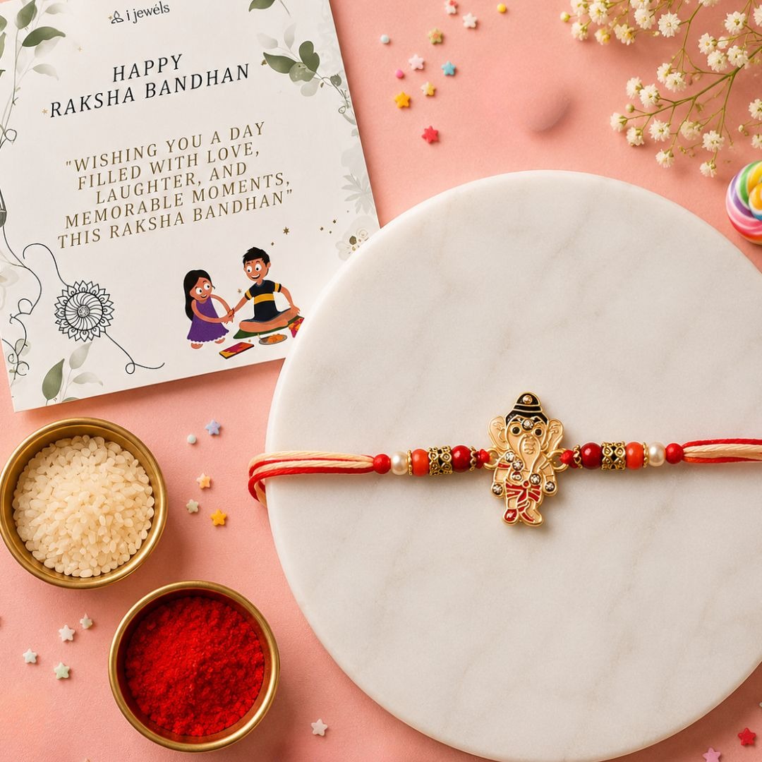 Bappa Rakhi with Roli Chawal & Rakshabandhan Card
