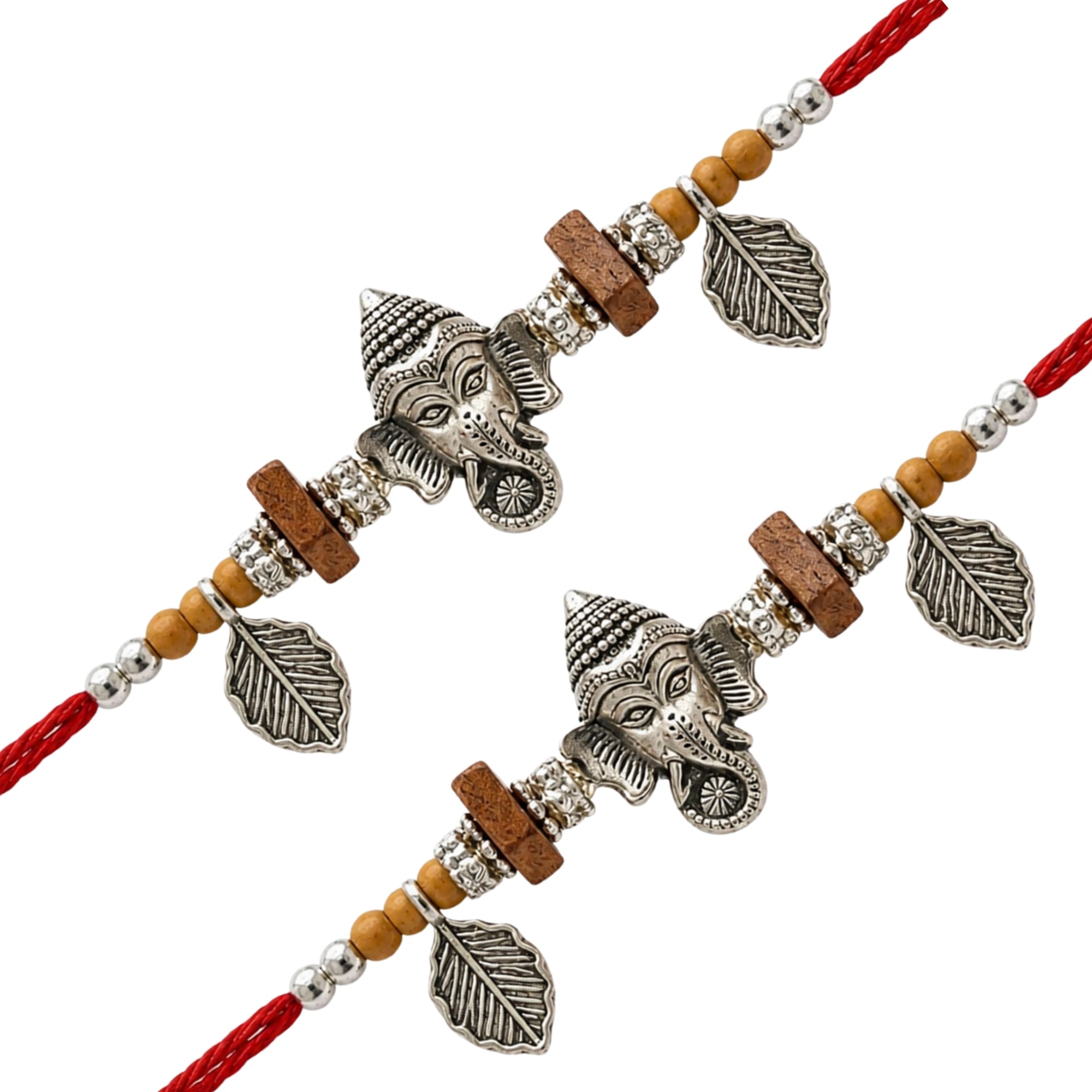 Shree Ganesha Rakhi with Roli Chawal & Rakshabandhan Card (Pack of 2)