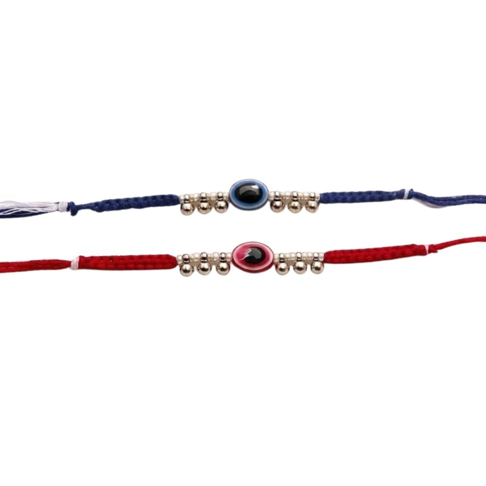 Evil Eye Rakhi with Roli Chawal & Rakshabandhan Card (Pack of 2)