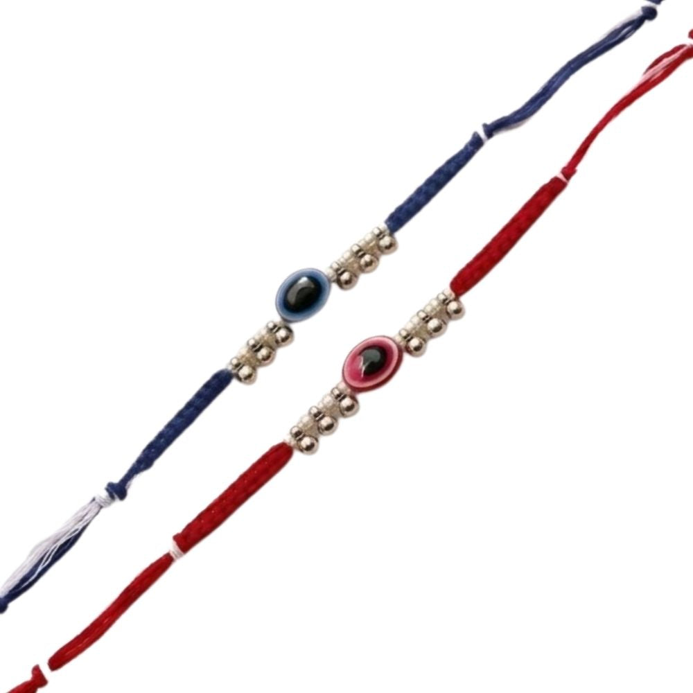 Evil Eye Rakhi with Roli Chawal & Rakshabandhan Card (Pack of 2)