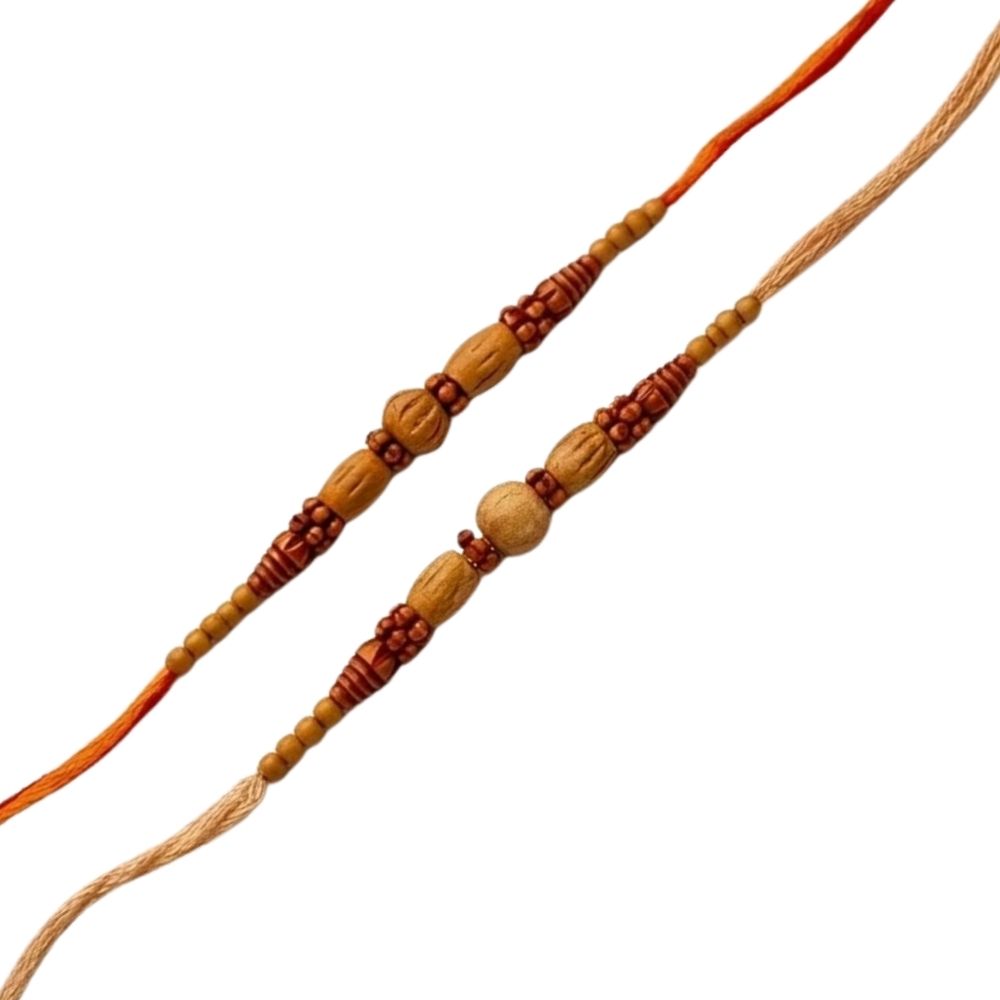 Minimalist Wooden with Roli Chawal & Rakshabandhan Card  (Pack of 2)