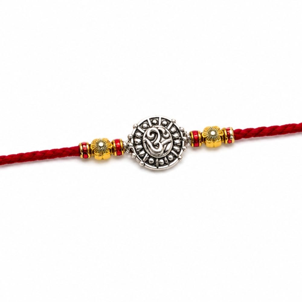 Divine OM Rakhi with Roli Chawal & Rakshabandhan Card