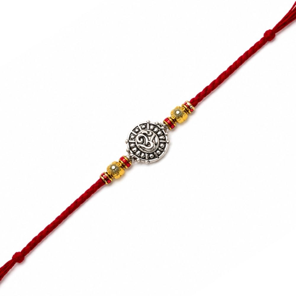 Divine OM Rakhi with Roli Chawal & Rakshabandhan Card