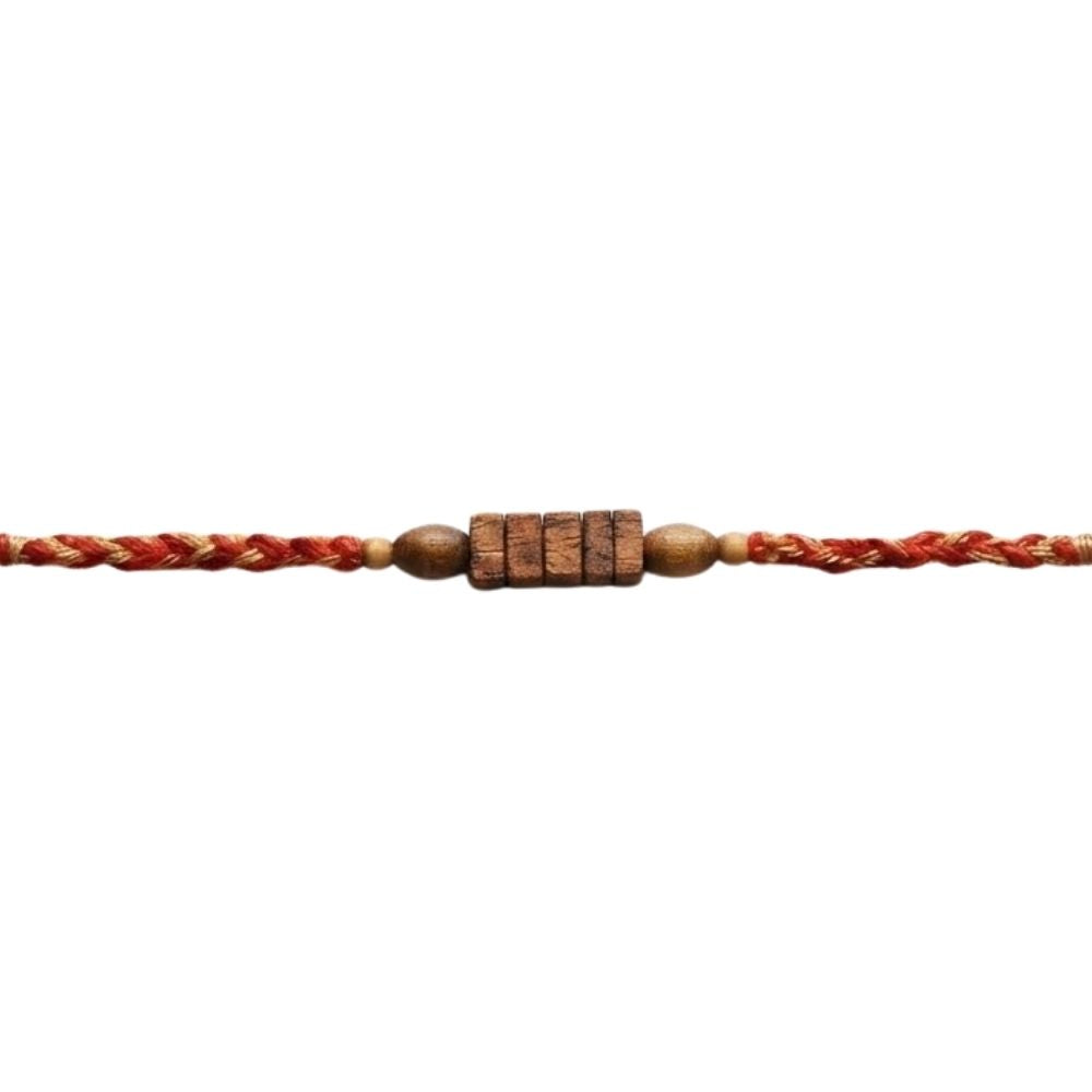 Wooden Beaded with Roli Chawal & Rakshabandhan Card