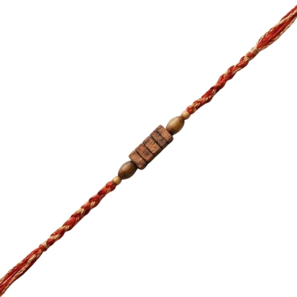 Wooden Beaded with Roli Chawal & Rakshabandhan Card