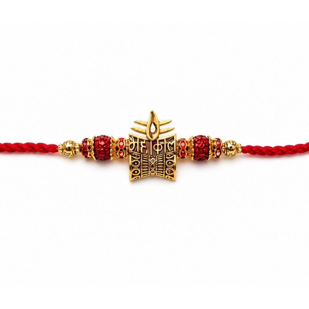 Mahakal Damru Rakhi with Roli Chawal & Rakshabandhan Card