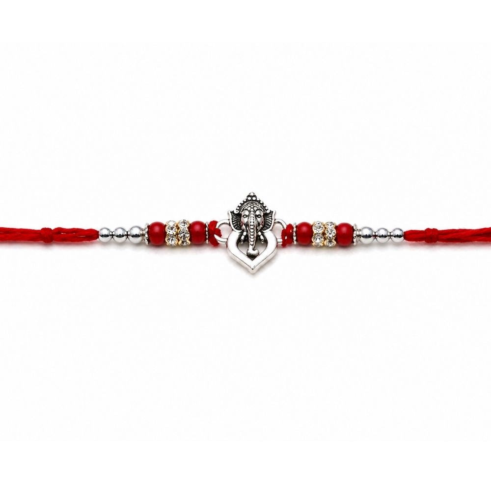 Ganesha Rakhi with Roli Chawal & Rakshabandhan Card