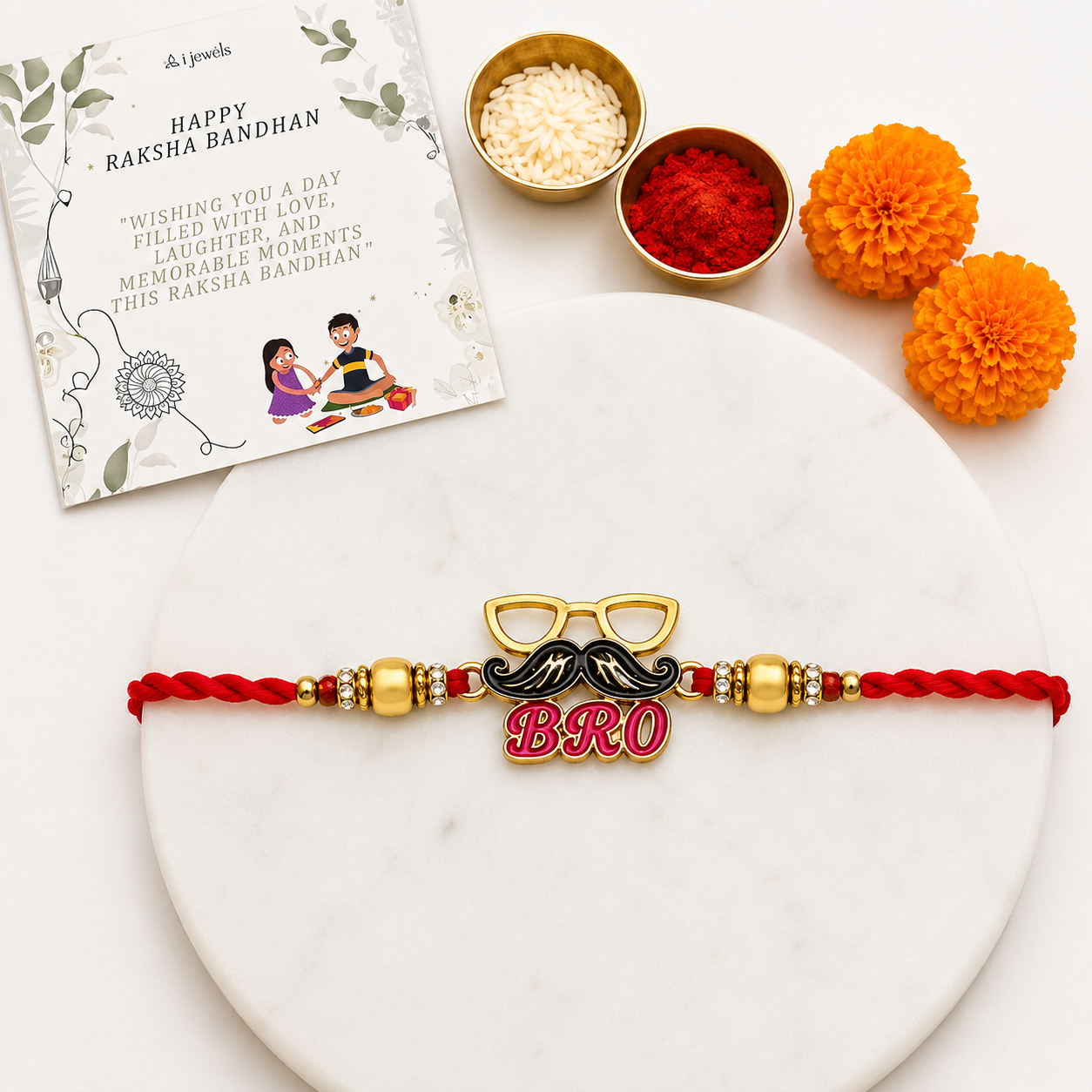 Cool Bro Rakhi with Roli Chawal & Rakshabandhan Card