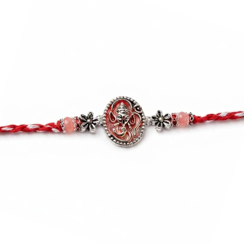 Ganpati Bappa Rakhi with Roli Chawal & Rakshabandhan Card