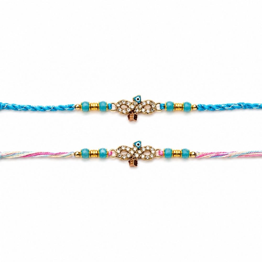Evil Eye Infinity Rakhi with Roli Chawal & Rakshabandhan Card
