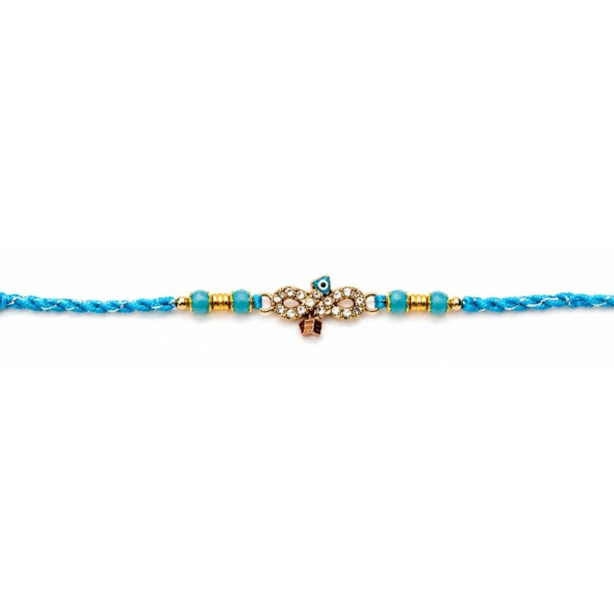 Evil Eye Infinity Rakhi with Roli Chawal & Rakshabandhan Card