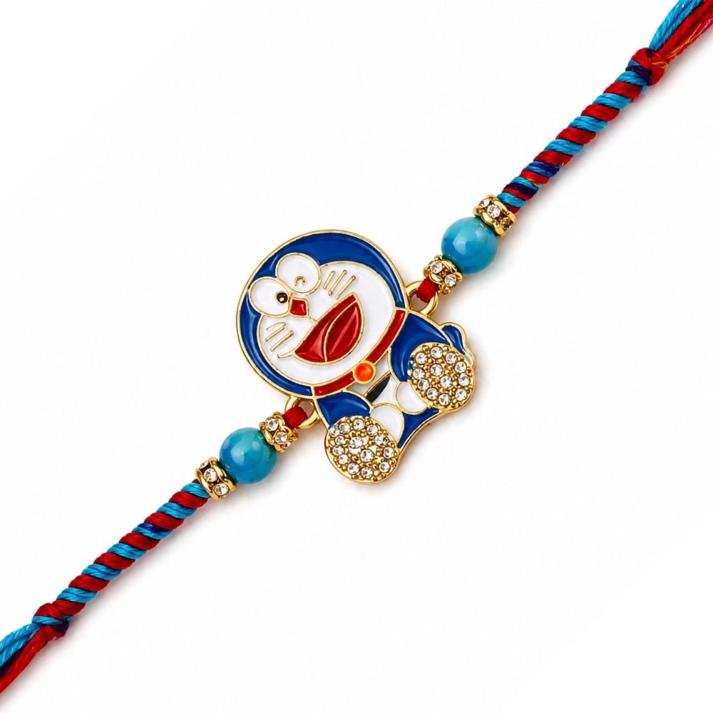 Doraemon Rakhi with Roli Chawal & Rakshabandhan Card