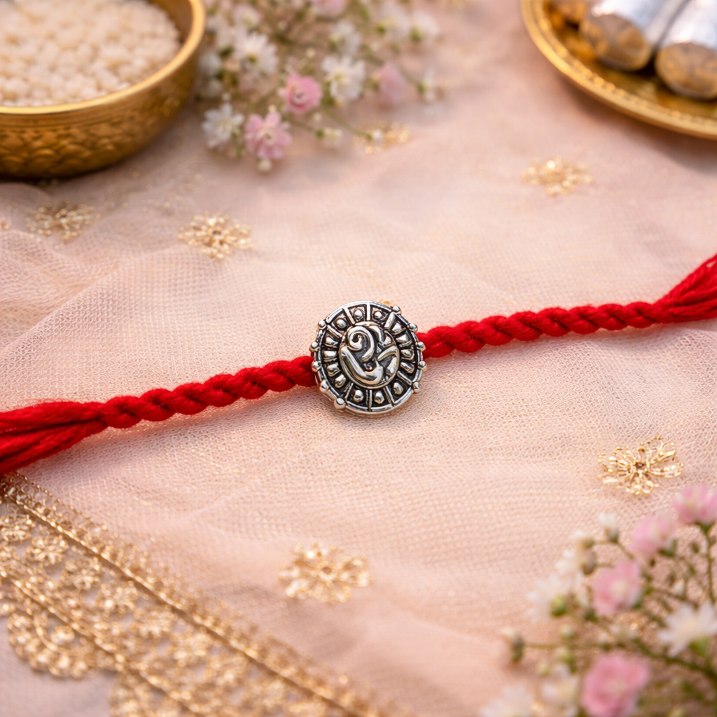 Om Rakhi with Roli Chawal & Rakshabandhan Card