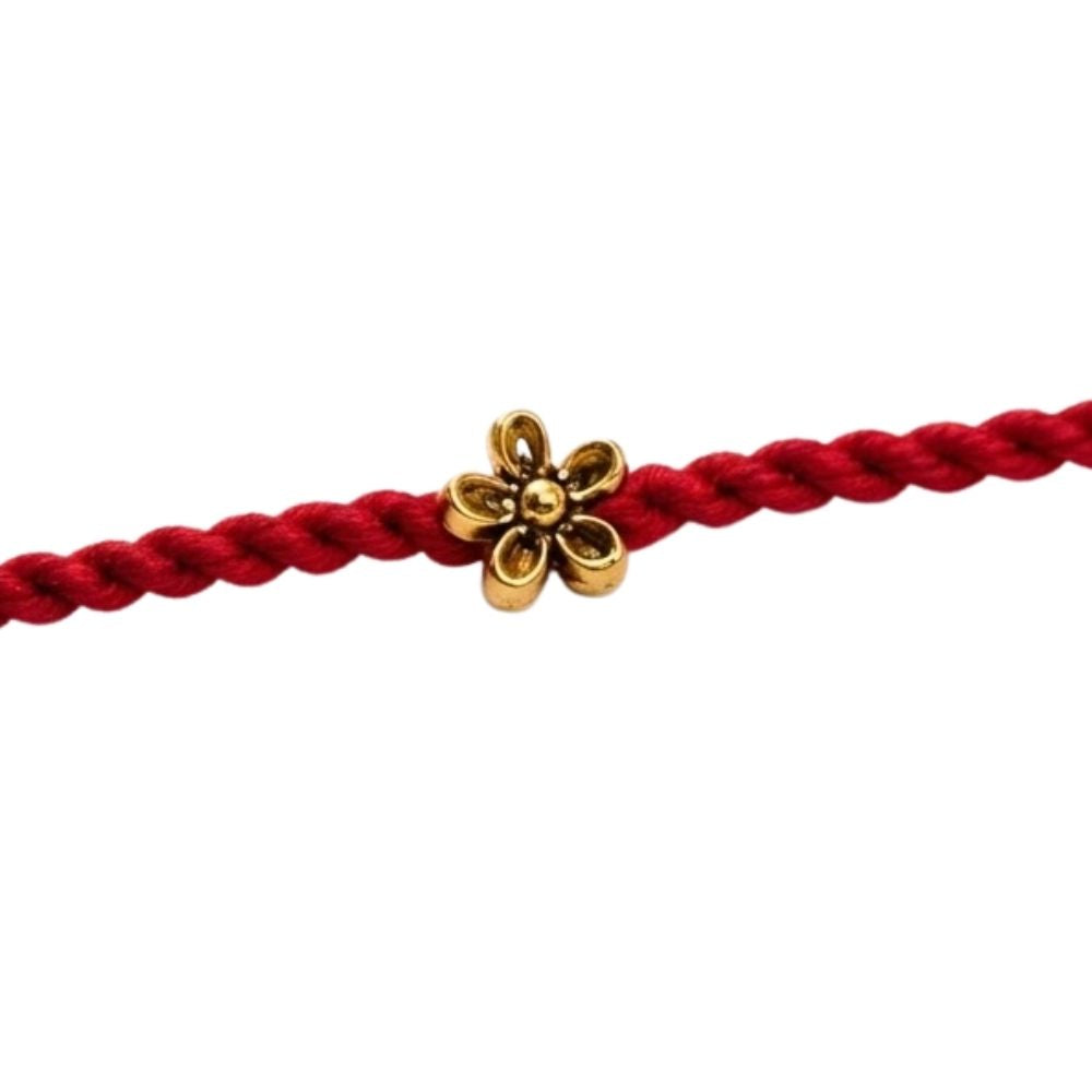 Floral Design Rakhi with Roli Chawal & Rakshabandhan Card