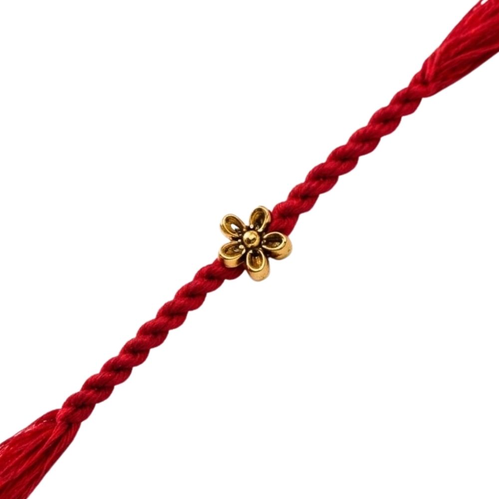 Floral Design Rakhi with Roli Chawal & Rakshabandhan Card