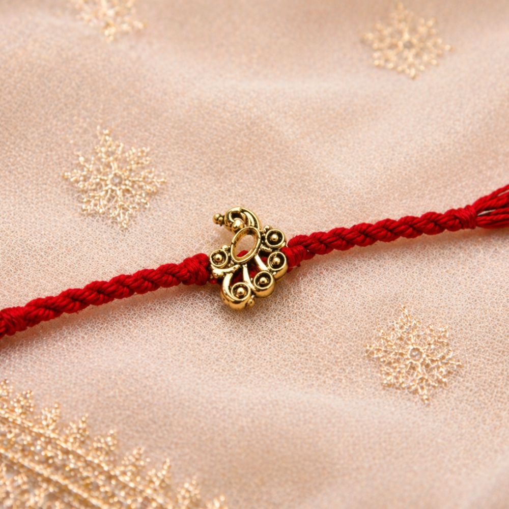 Peacock Design Rakhi with Roli Chawal & Rakshabandhan Card