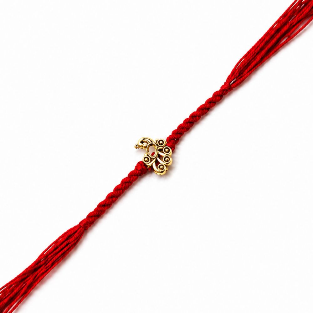 Peacock Design Rakhi with Roli Chawal & Rakshabandhan Card