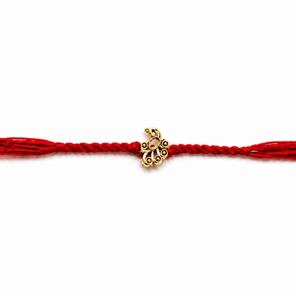 Peacock Design Rakhi with Roli Chawal & Rakshabandhan Card
