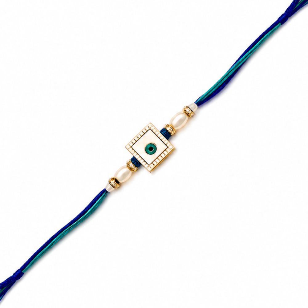 Evil Eye Bhaiya Bhabhi Lumba Rakhi with Roli Chawal & Rakshabandhan Card