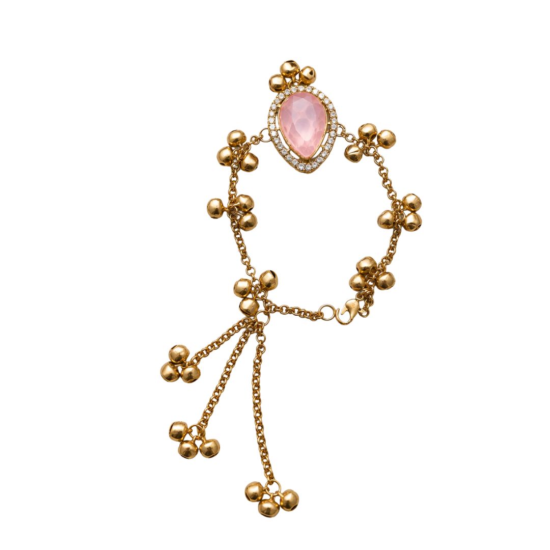 Blush Pink Teardrop Kashmiri Ghungroo Lumba Bracelet