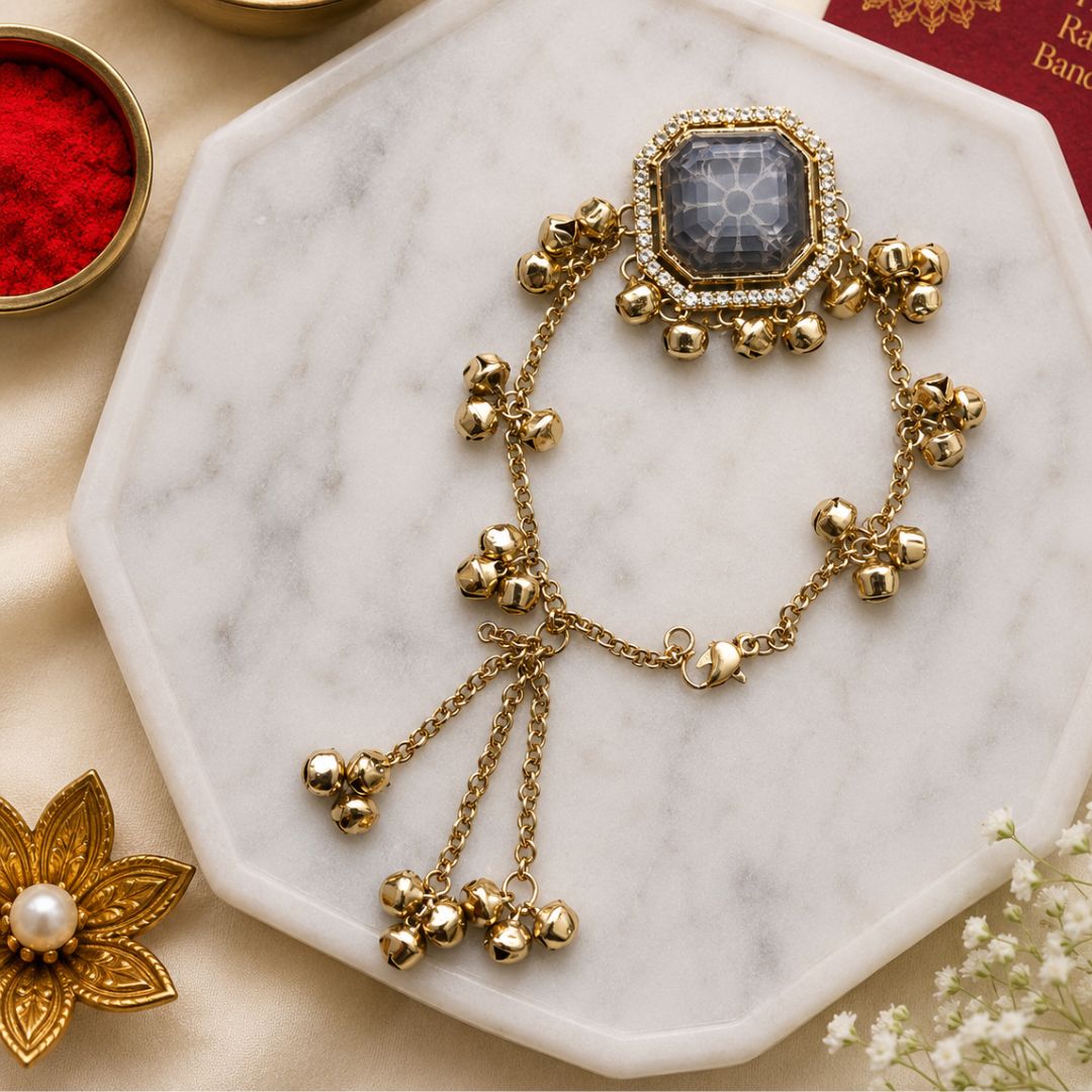 Sapphire Blue Kashmiri Ghungroo Lumba Bracelet