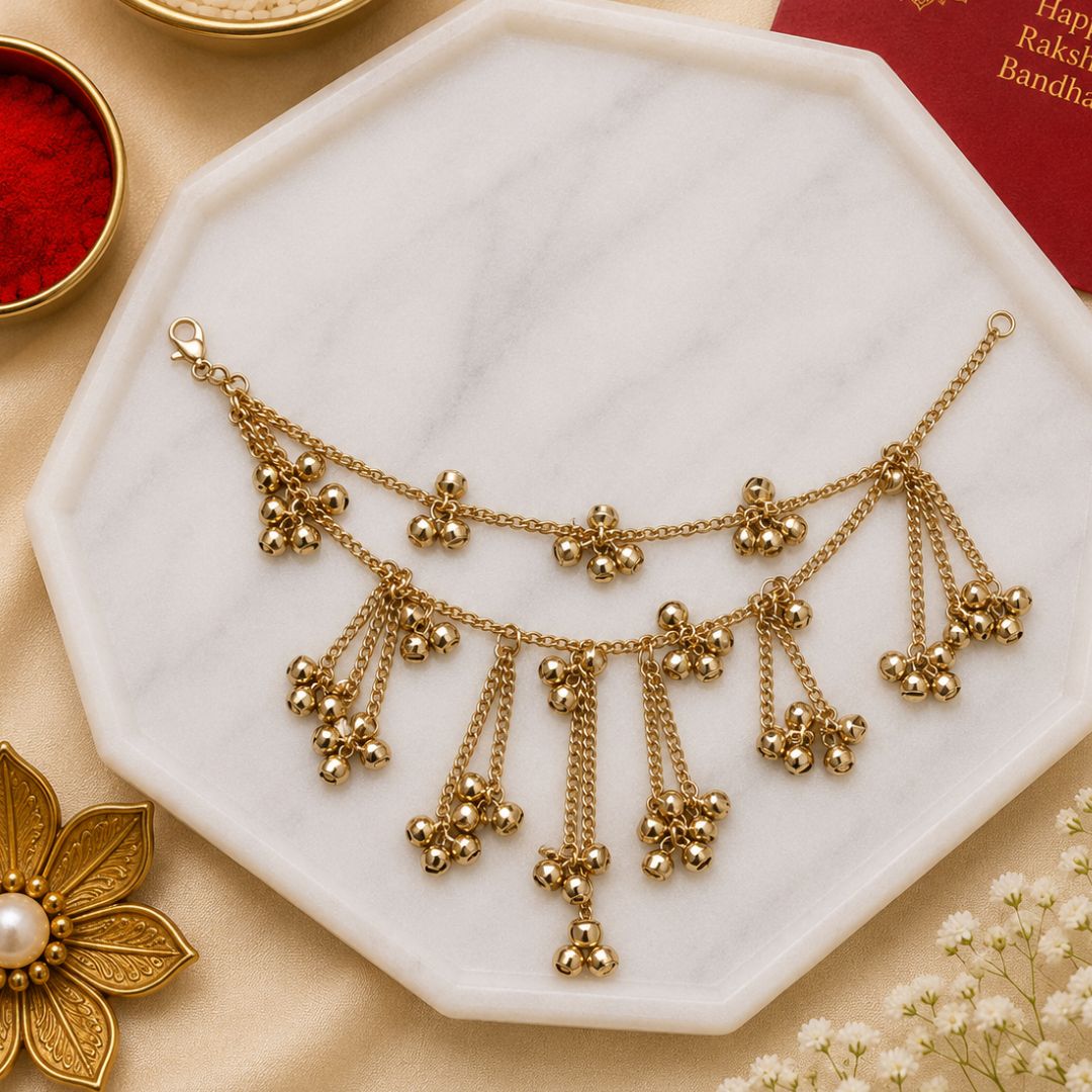 Dual Layer Hanging Kashmiri Ghungroo Lumba Bracelet