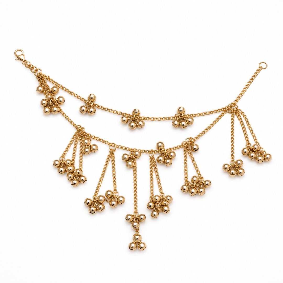Dual Layer Hanging Kashmiri Ghungroo Lumba Bracelet