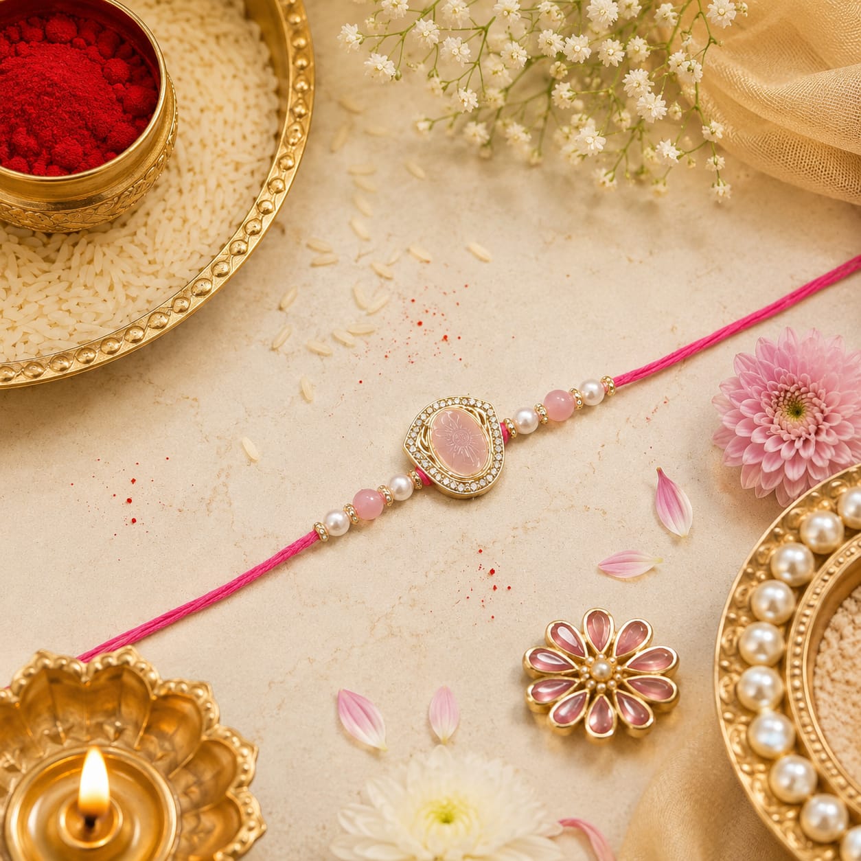 ink Stone Designer Rakhi for Brother with Roli Chawal & Raksha Bandhan Card