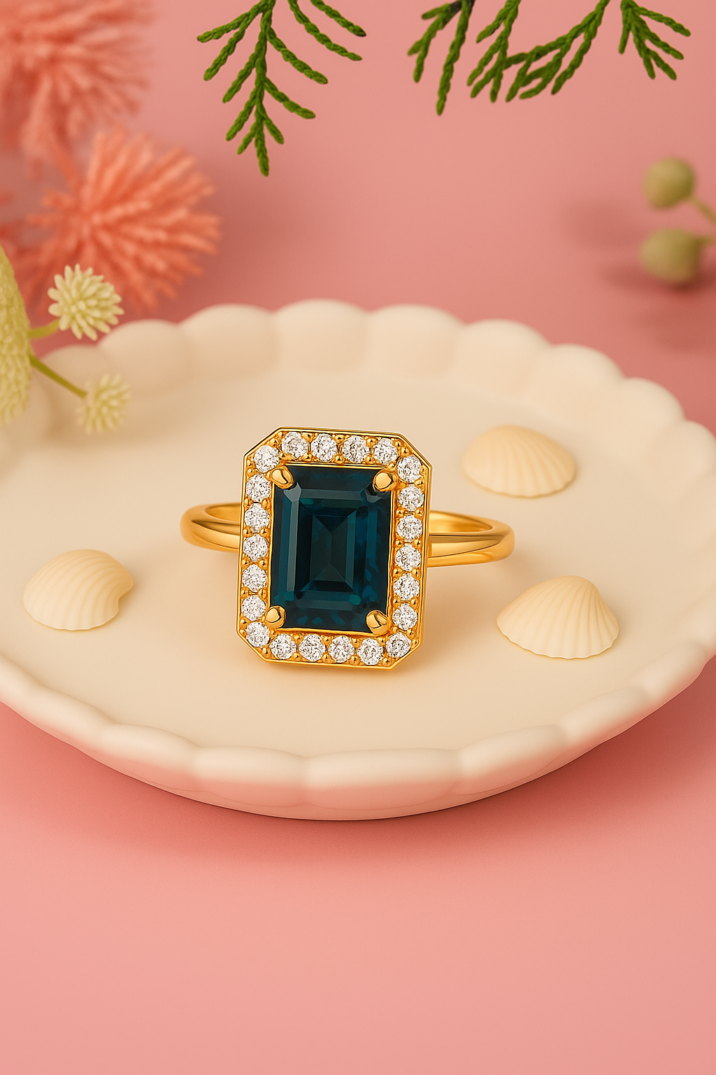 Aira - Blue Rectangle Stone Cocktail Ring