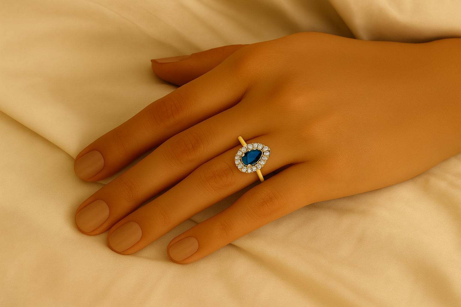 Zenya - Blue Teardrop Stone Cocktail Ring