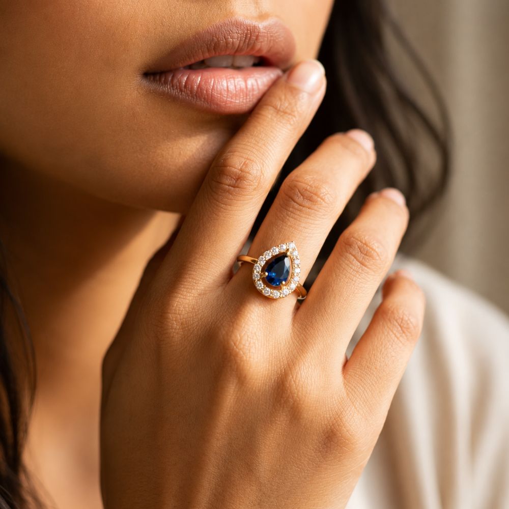 Zenya - Blue Teardrop Stone Cocktail Ring