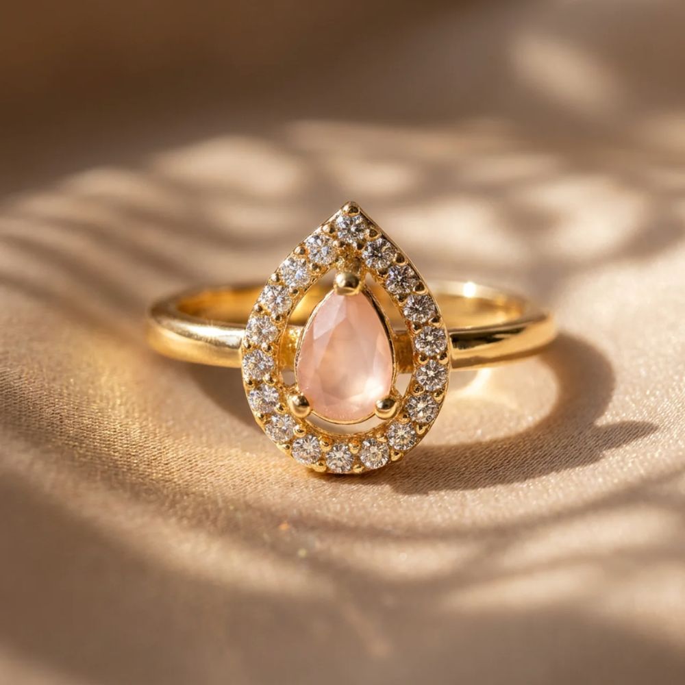 Zenya - Peach Teardrop Stone Cocktail Ring