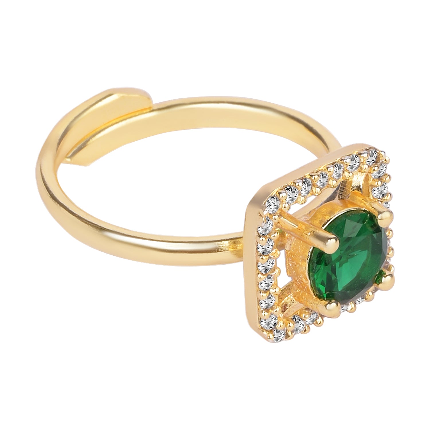 Alara - Green Square Halo Cocktail Ring