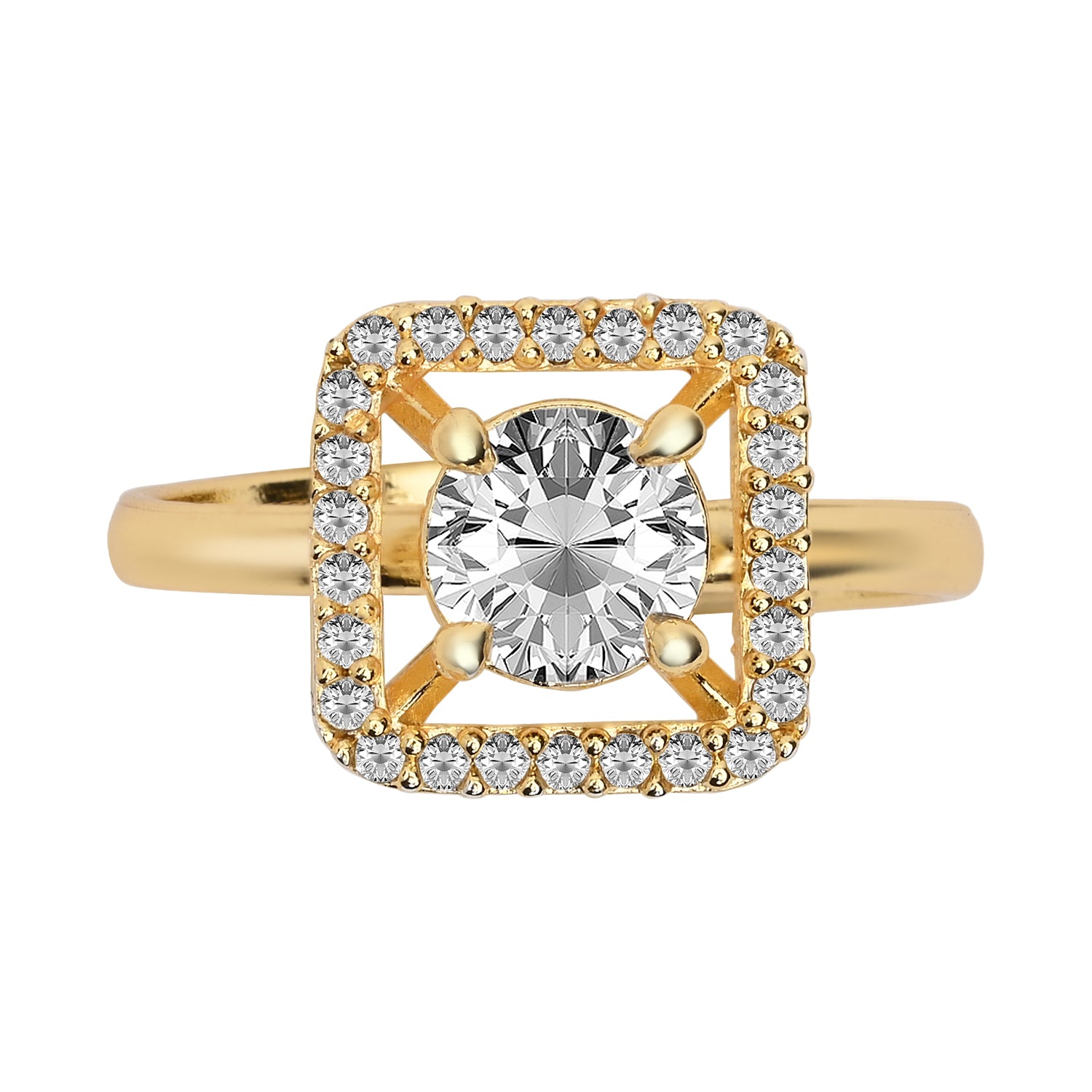 Alara - White Square Halo Cocktail Ring