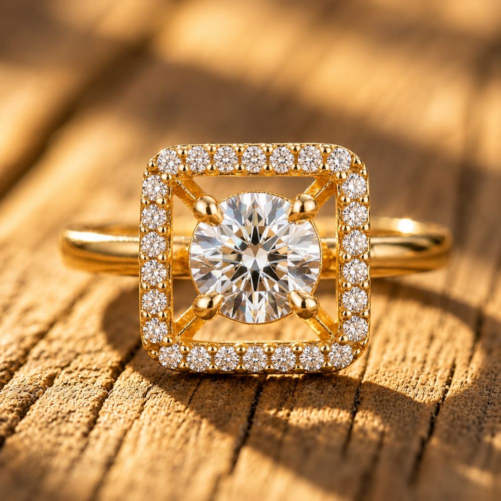 Alara - White Square Halo Cocktail Ring