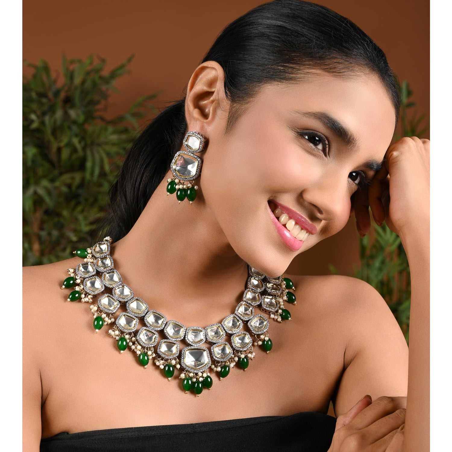 Taapsee Green Polki Kundan Neckpiece
