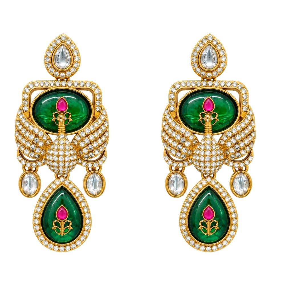 Sitara- Green Peacock Kundan Necklace Set