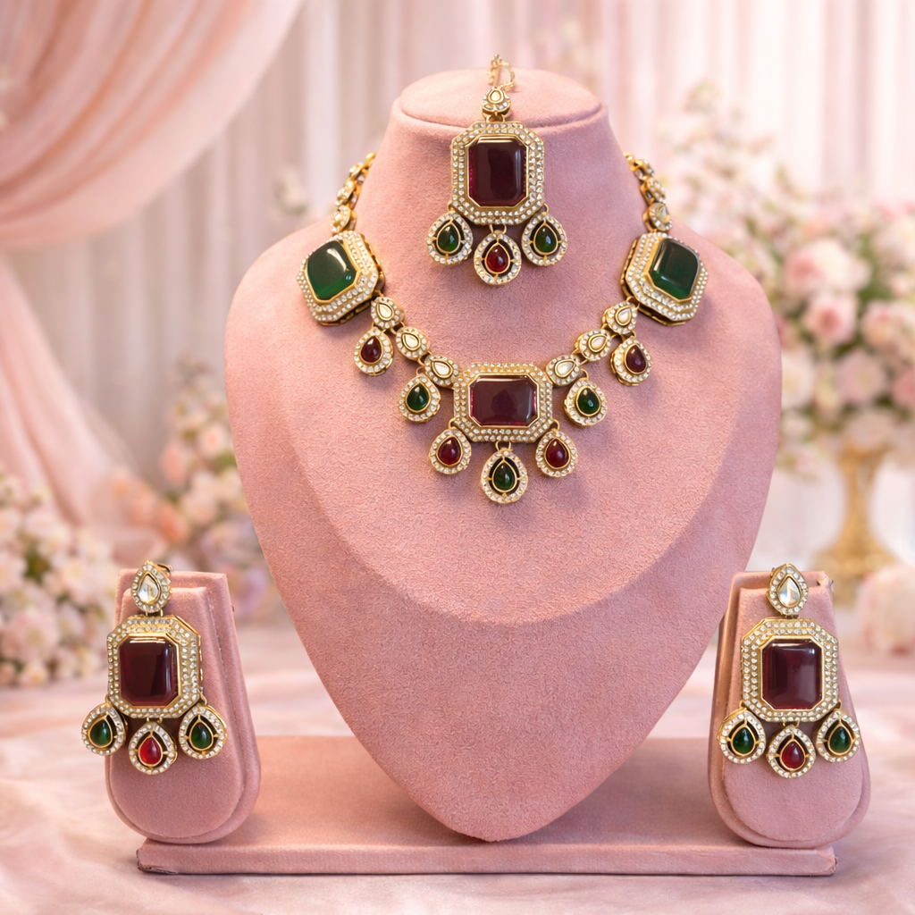Tanvi- Royal Polki Kundan Bridal Necklace Set