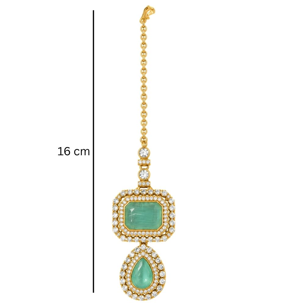 Asha- Sky Blue Stone Necklace Set with Maang Tikka