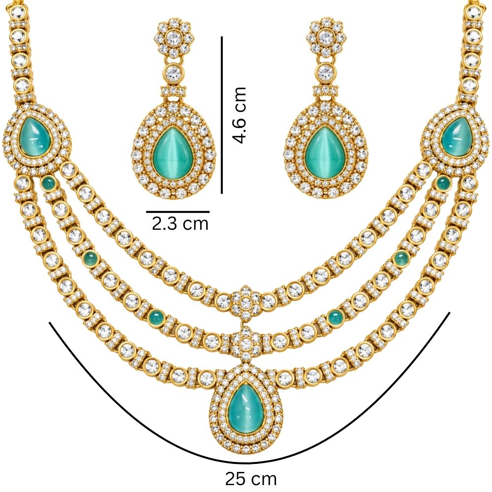 Mrinalika- Sky Blue Three-Layer Necklace Set